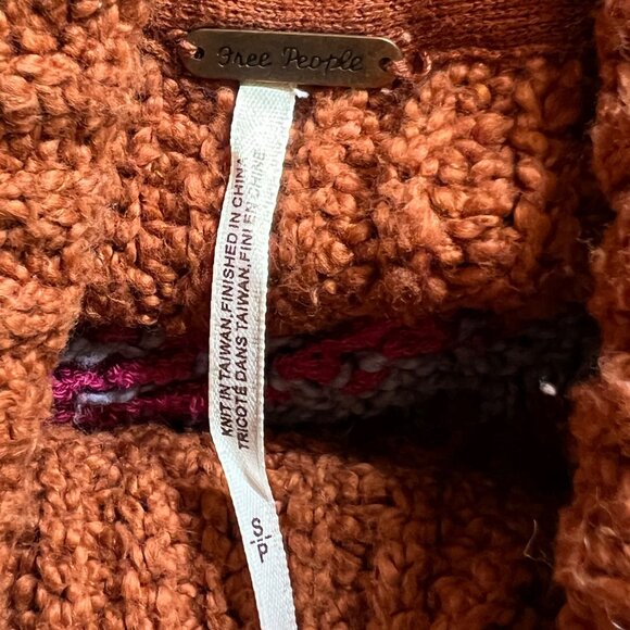 Free People Slouchy Chunky Oversized Granola Thick Knit Whimsigoth Orange Small - Picture 7 of 11